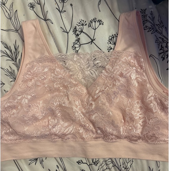 Breezies Pink Wild Rose Lace Seamless Wirefree Support Bra, Size XL - Picture 1 of 5